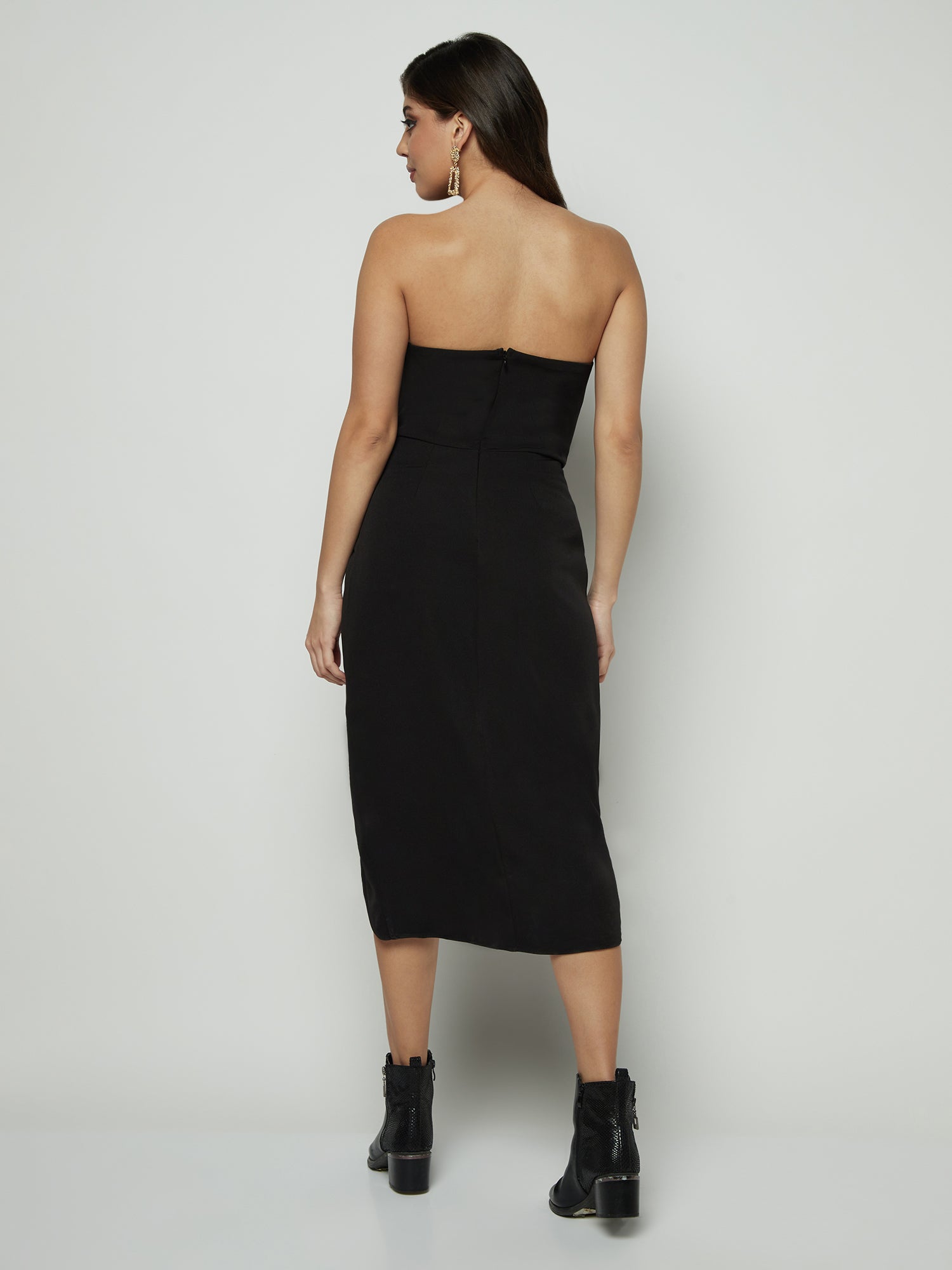 Midnight Elegance Slit Black Dress
