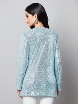 Light Blue Sequin Open Shrug
