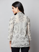 Pale Grey Shrug With Sequin Work