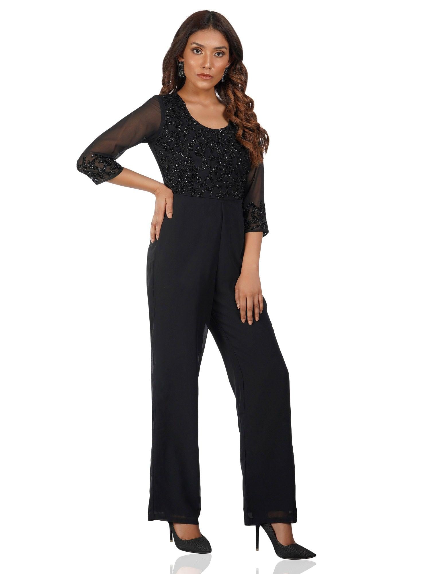 Black Romance Embellished Jumpsuit