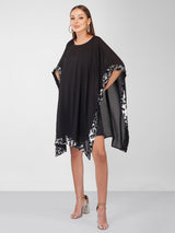 Attic Curves Dual Tone Sequins Cape Dress