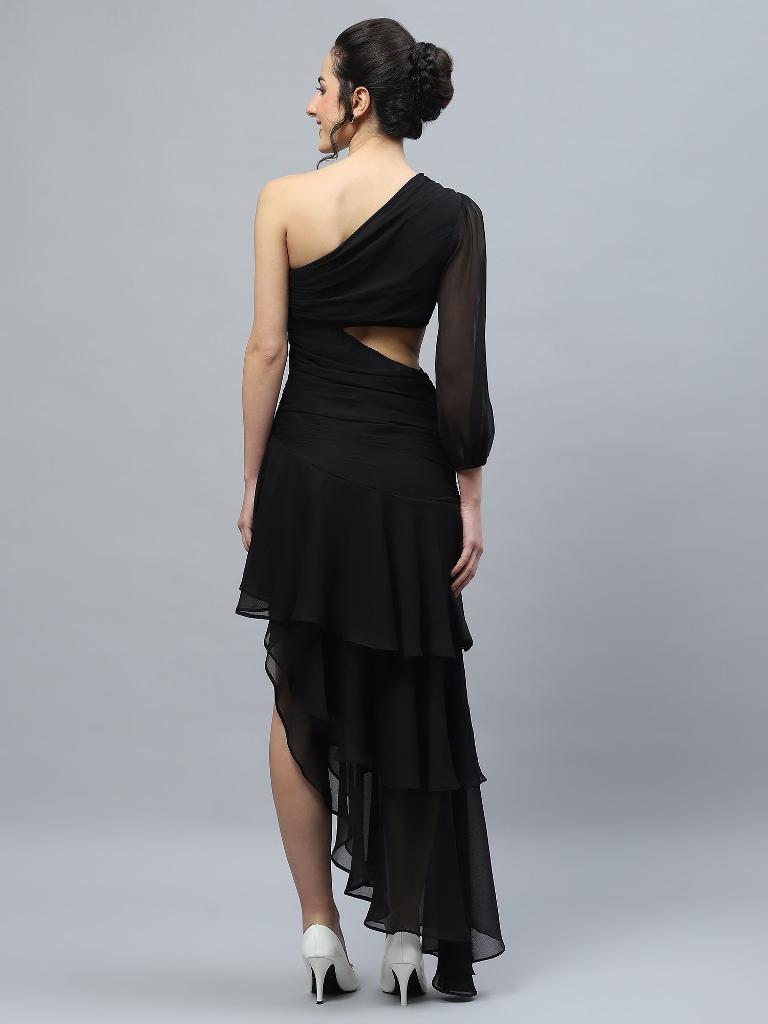 High-Low Cut-Out Black Dress