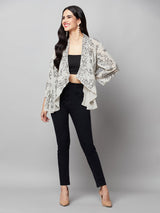 Attic Curves Pale Grey Shrug With Sequin Work
