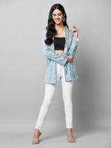 Light Blue Sequin Open Shrug