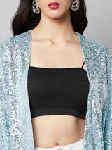 Light Blue Sequin Open Shrug