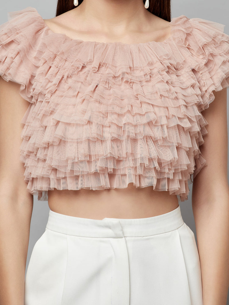 Attic Curves RESORT VACAY MULTI LAYER RUFFLE TOP