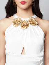 Attic Curves Gardenia Dress in White & Gold