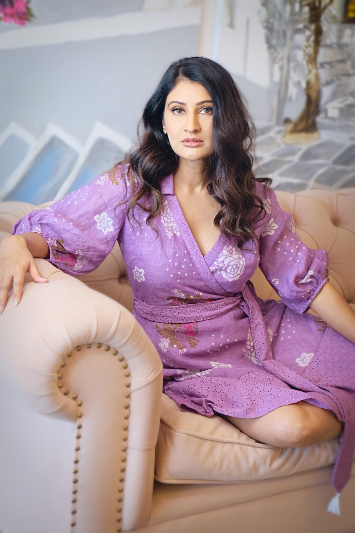 Lavender Mist Floral Wrap Dress