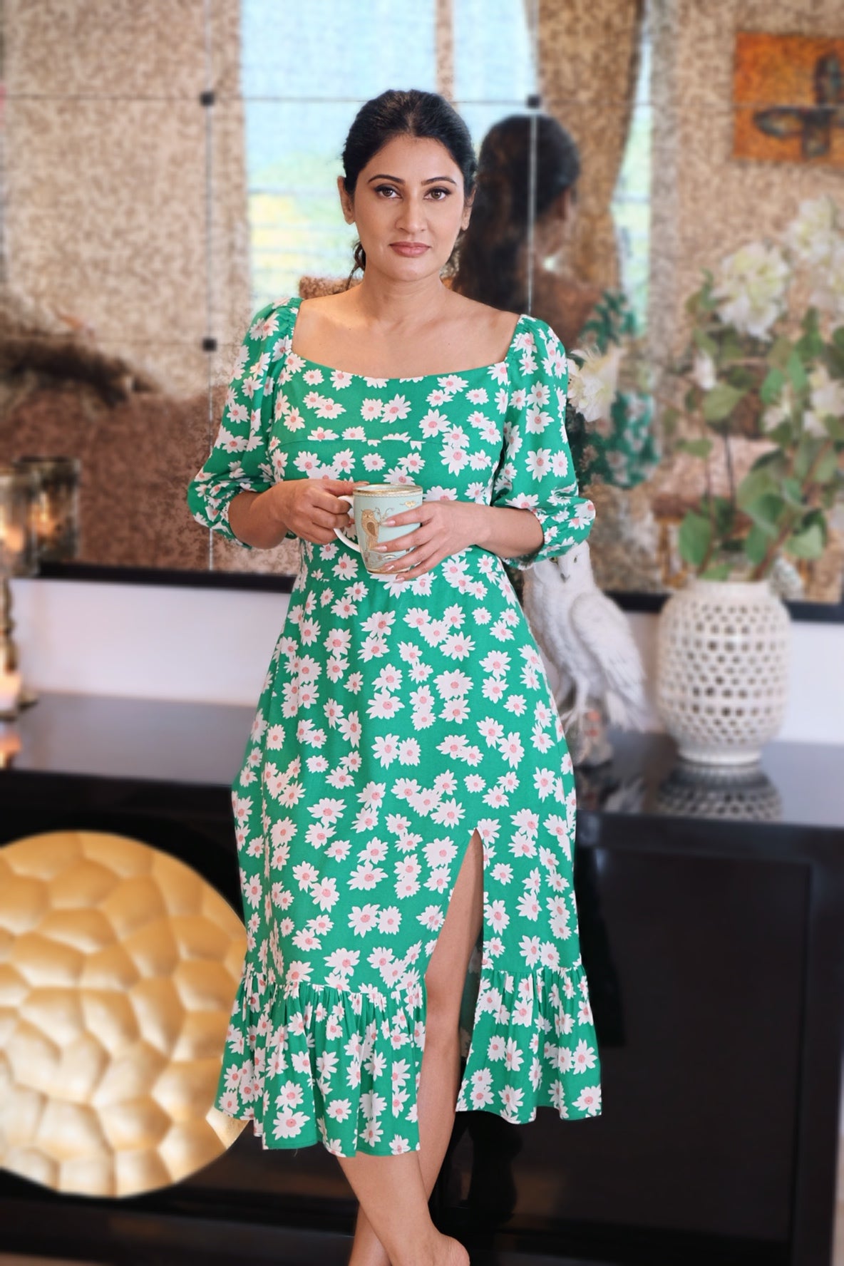 Meadow Breeze Green Floral Dress