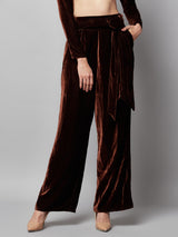 Brown Velour Top & Pants Set