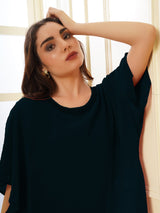 Attic Curves Popover Teal Dress with Neck Embellishment