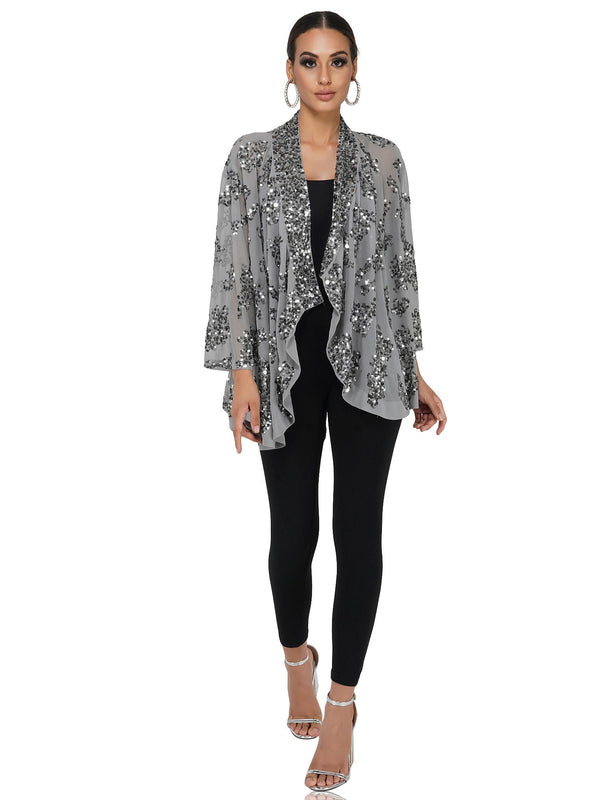 Attic Salt Grey Shrug With Sequin Work