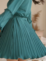 Attic Curves Pleated Wrap Teal Dress