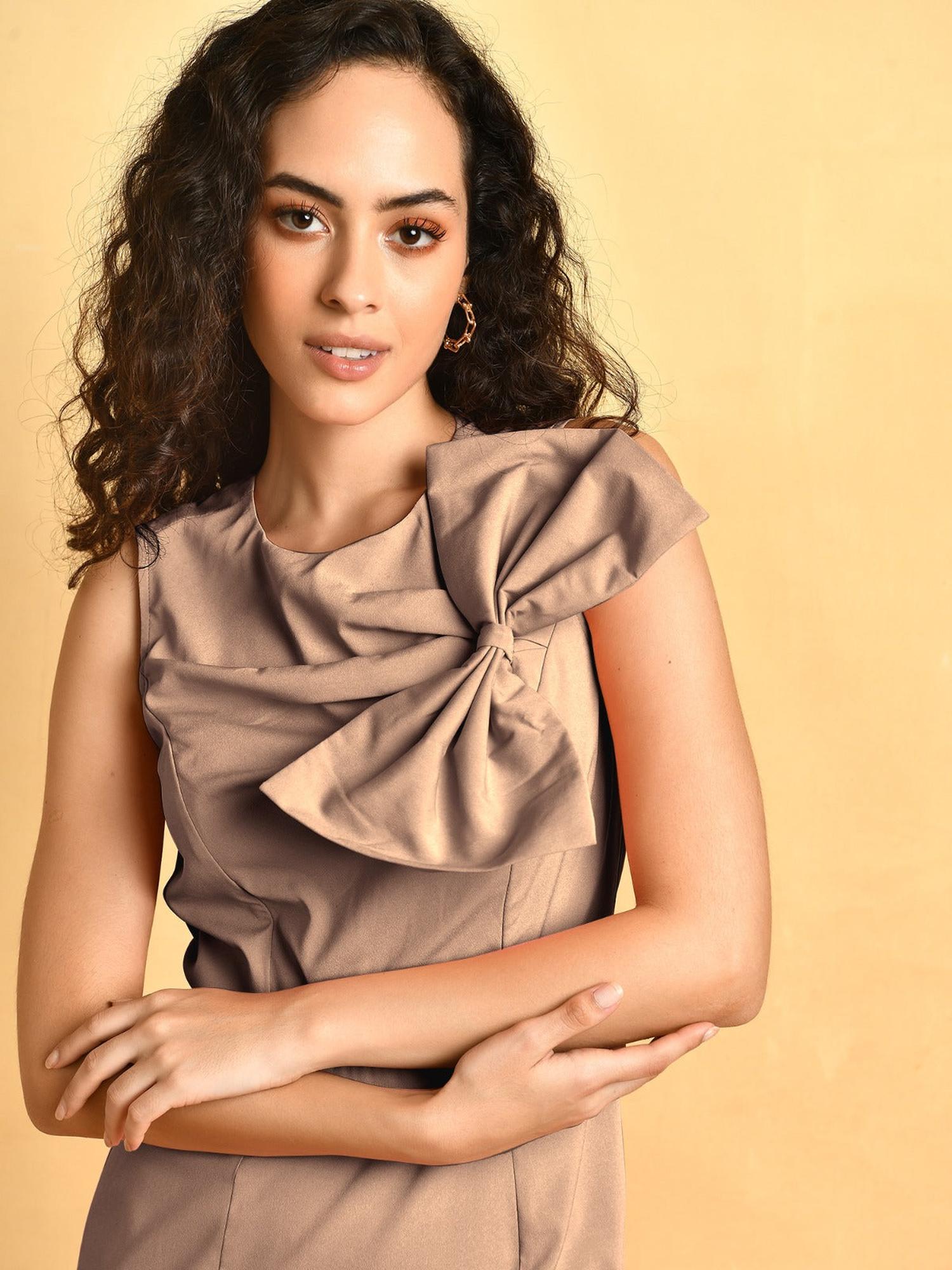 Pretty Brown Bow Dress
