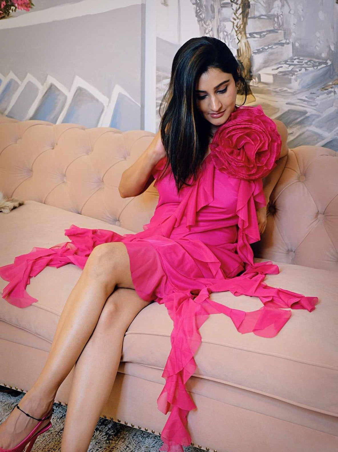 ruffle tango asymmetric dress