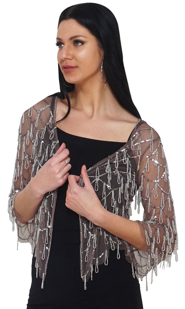 silver beads shrug  