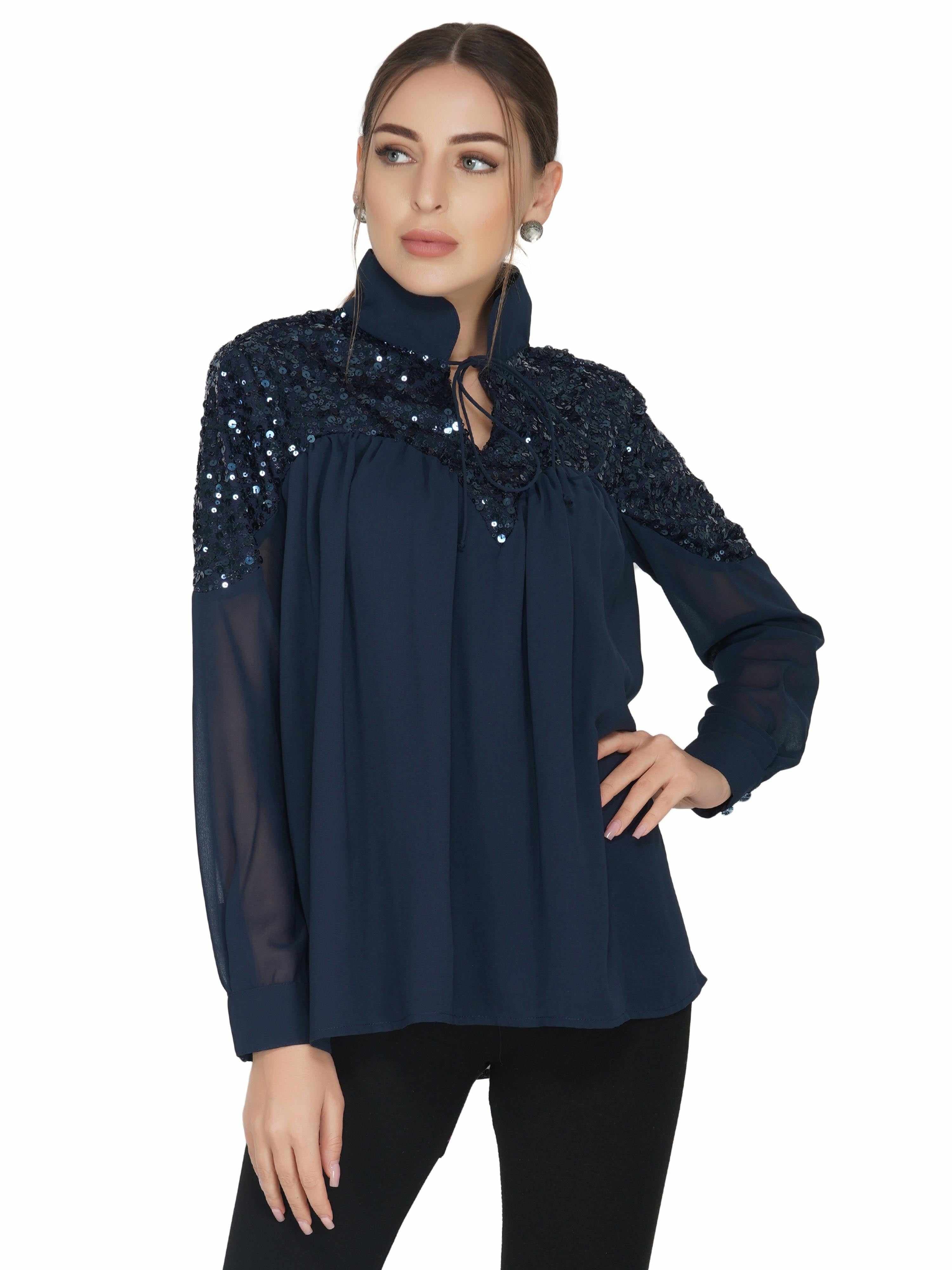 sequins yoke top