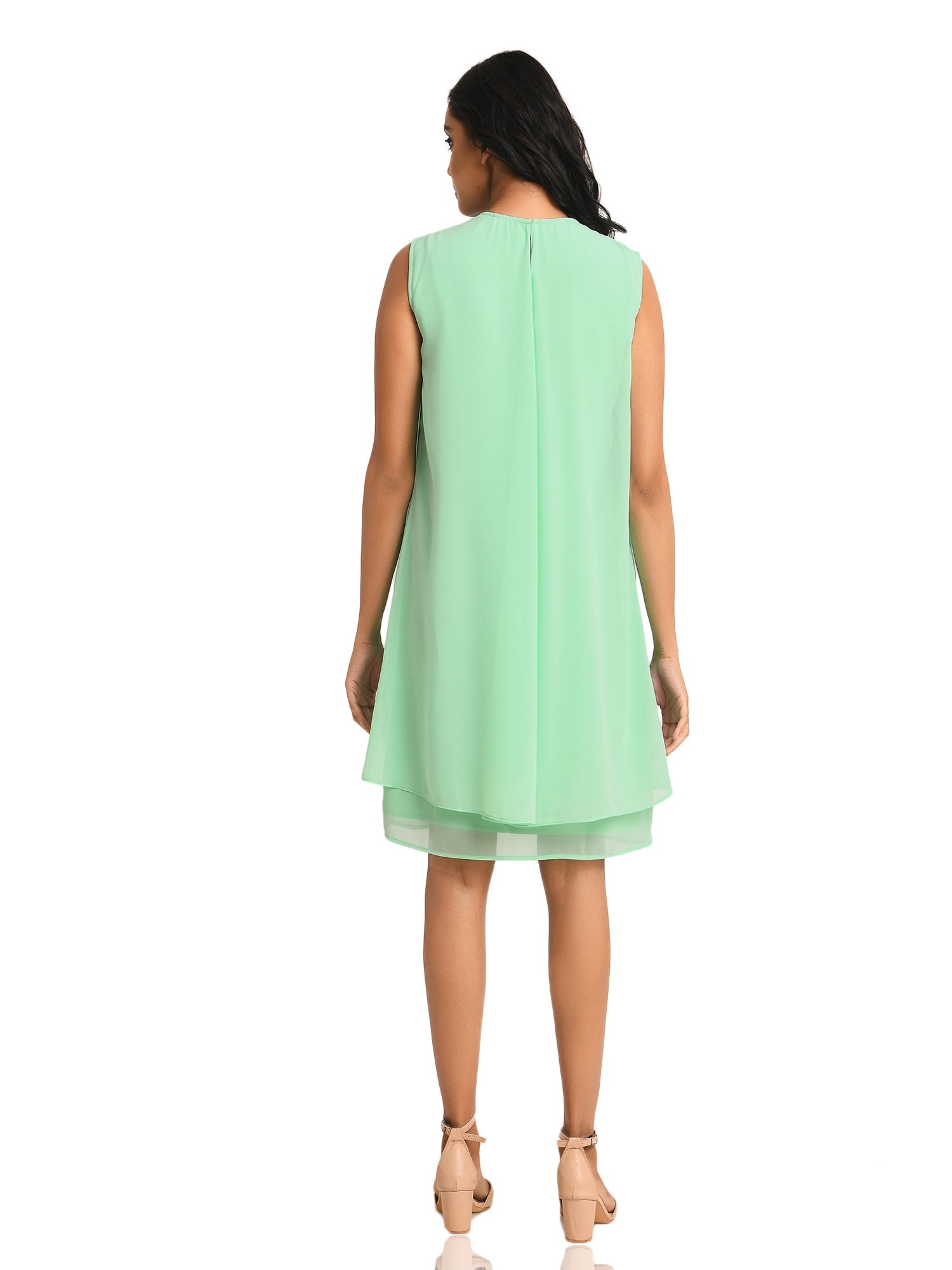 mint green necklace cape sleeves dress