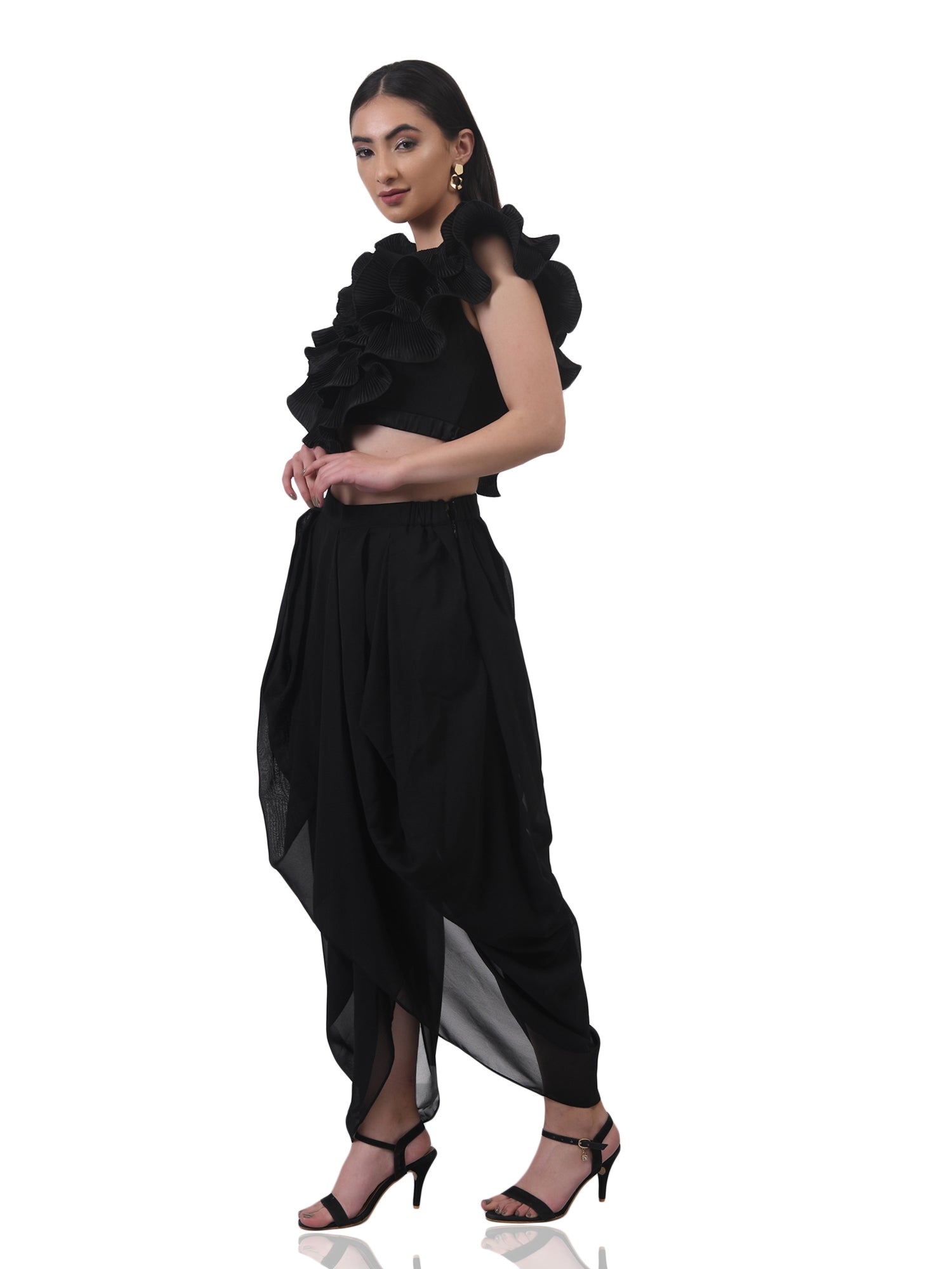 Solid Black Dhoti Pants