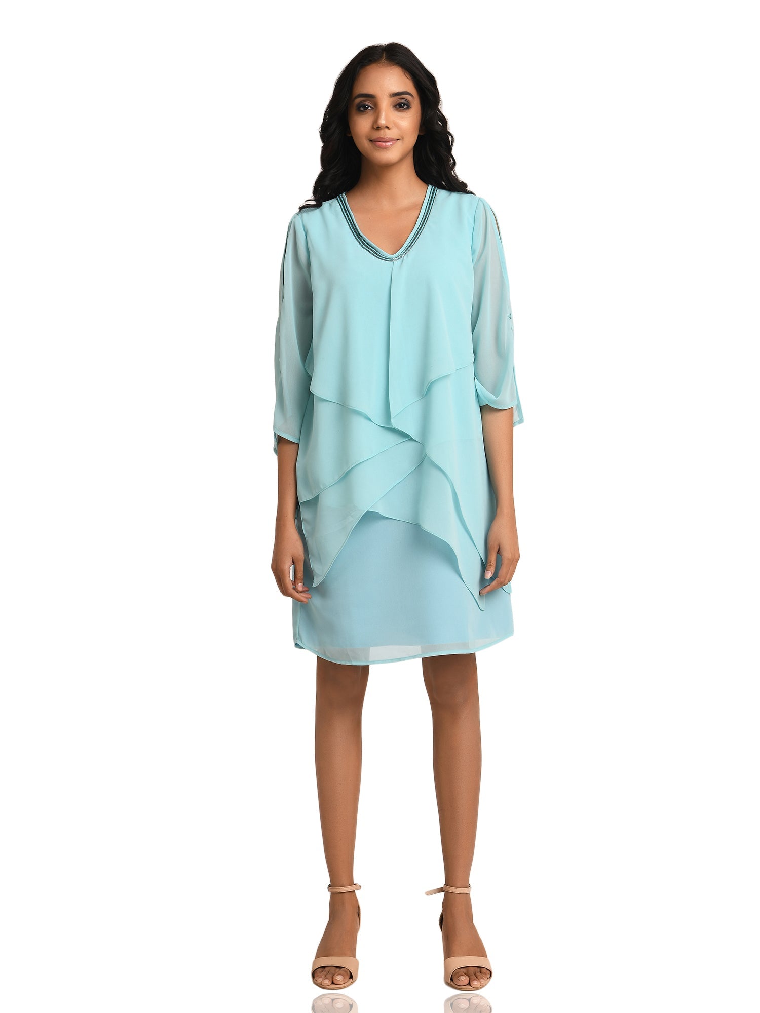 tiered v neck dress  