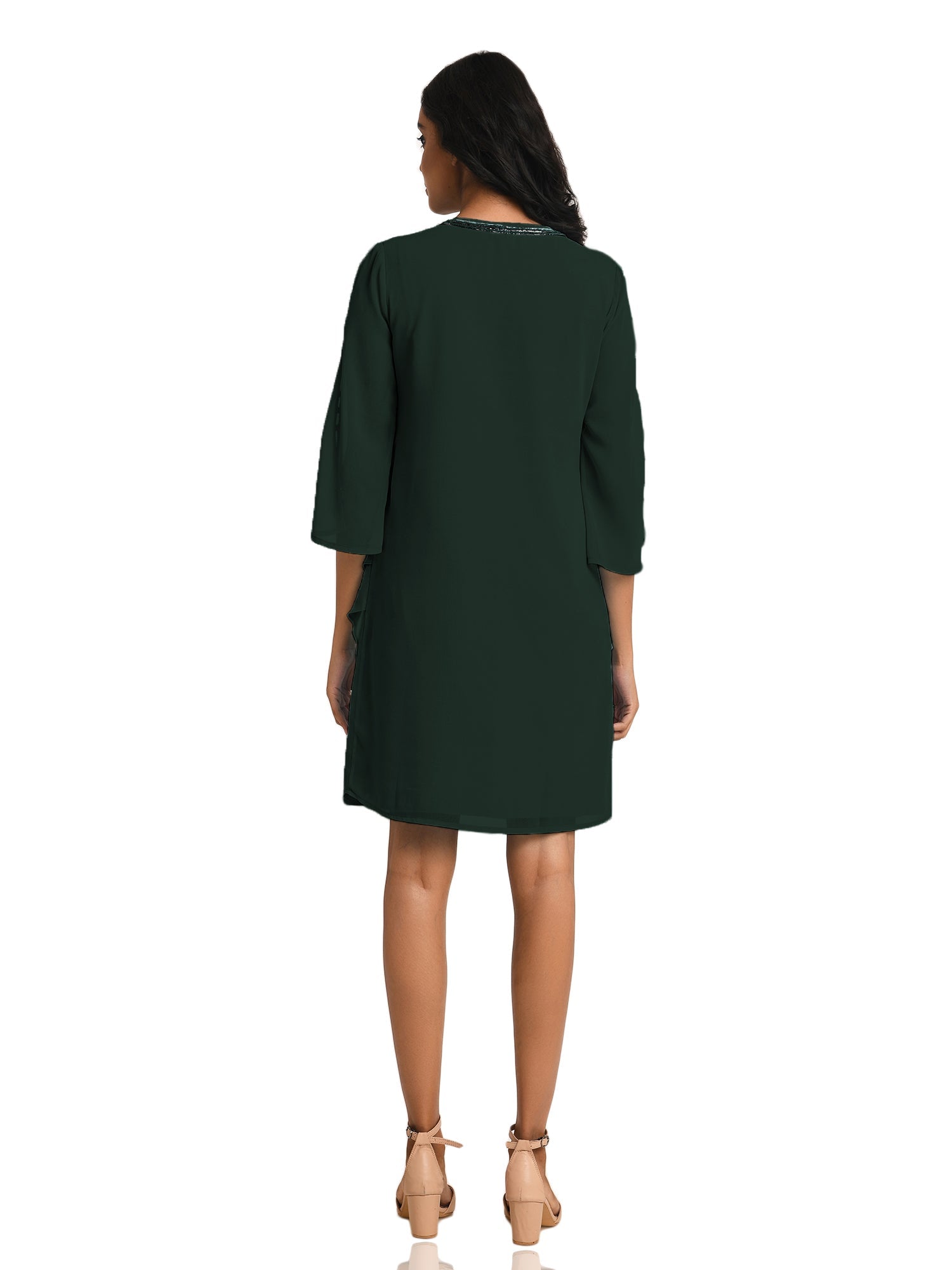 tiered green v neck dress