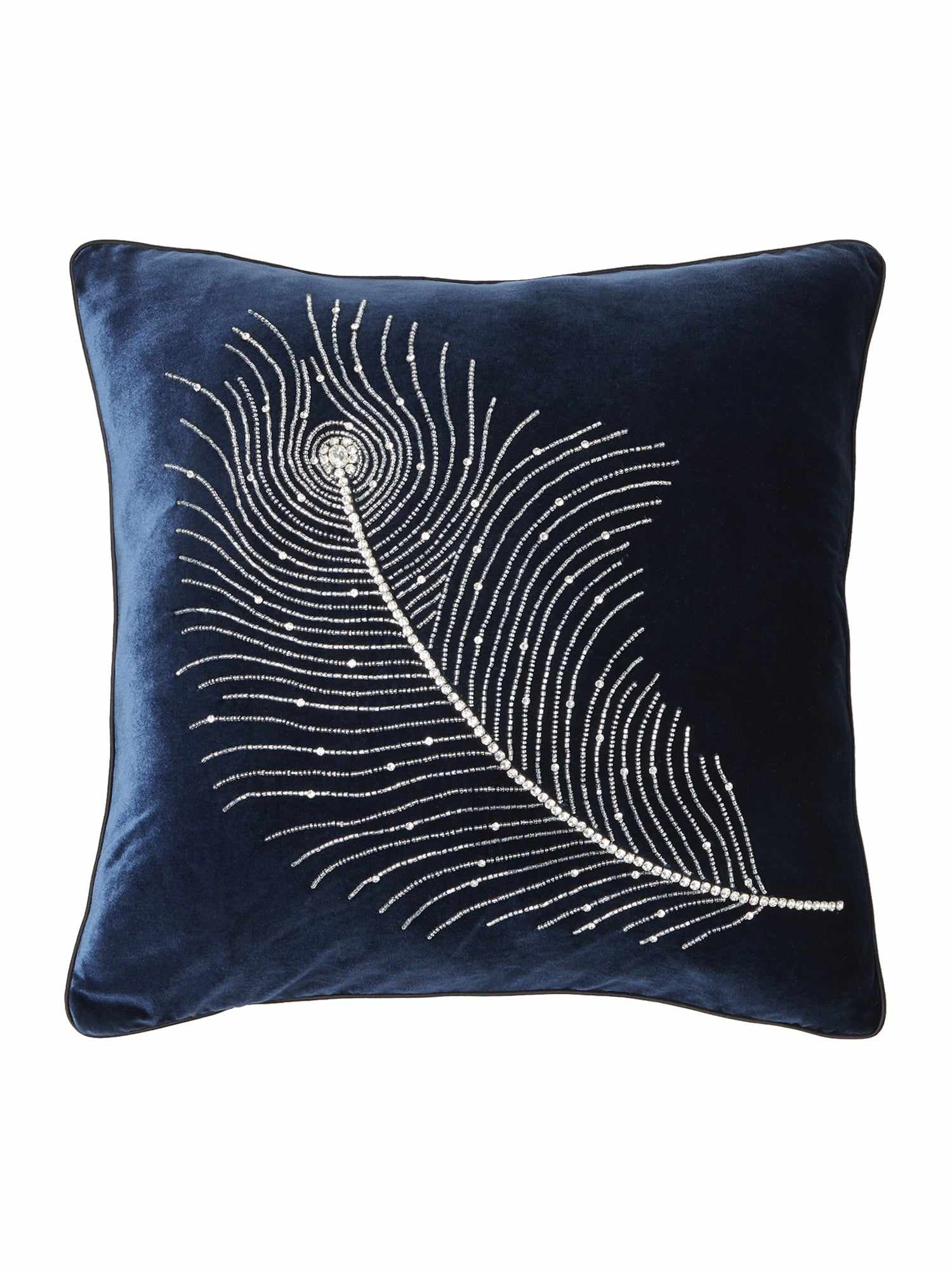 peacock hand embellished cushion