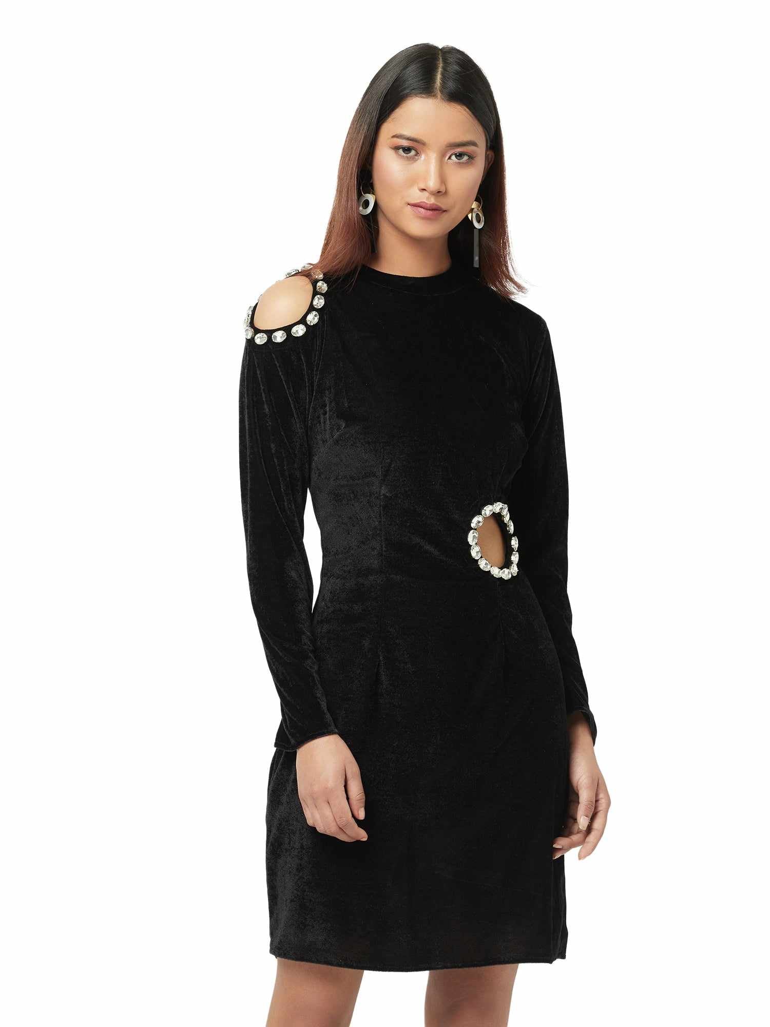 black velvet cut out dress