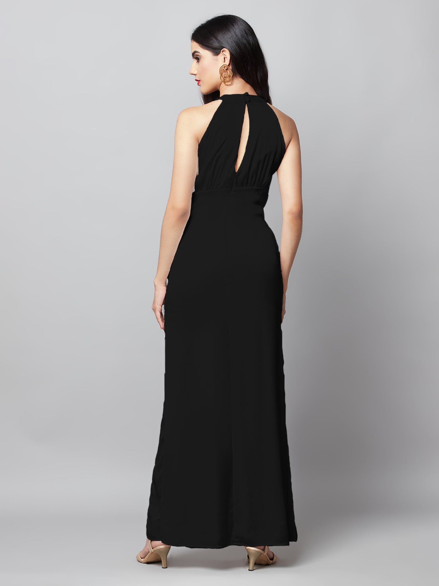 ivory gardenia dress in black gold