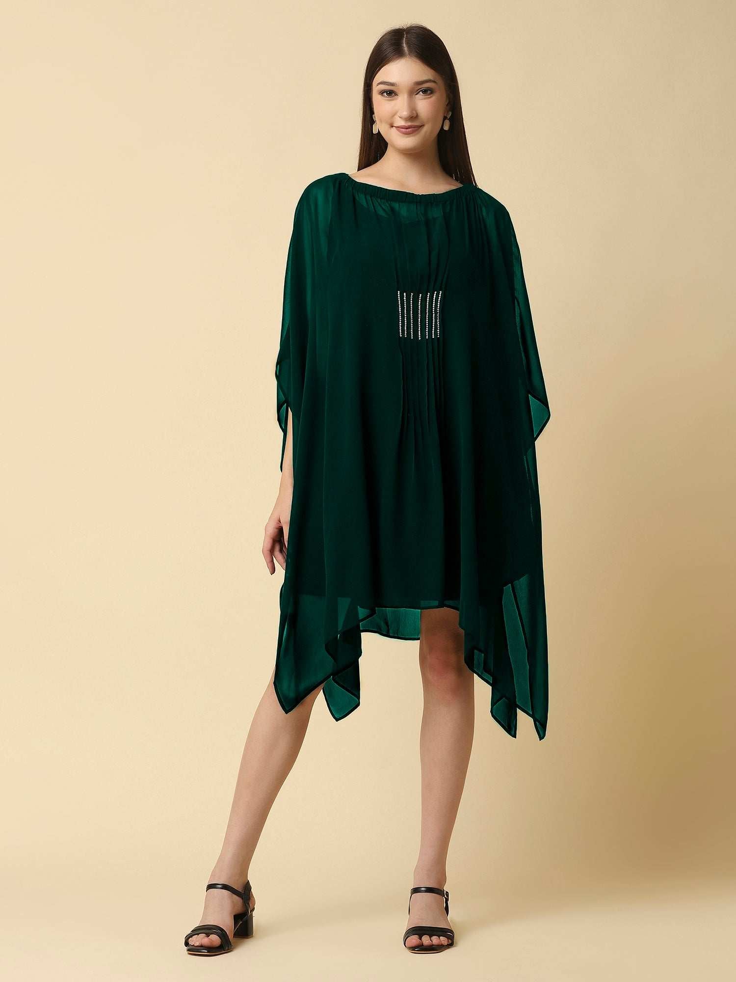 green kaftan dress