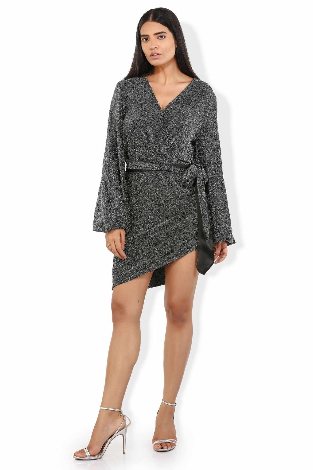 grey shimmer cocktail diana dress