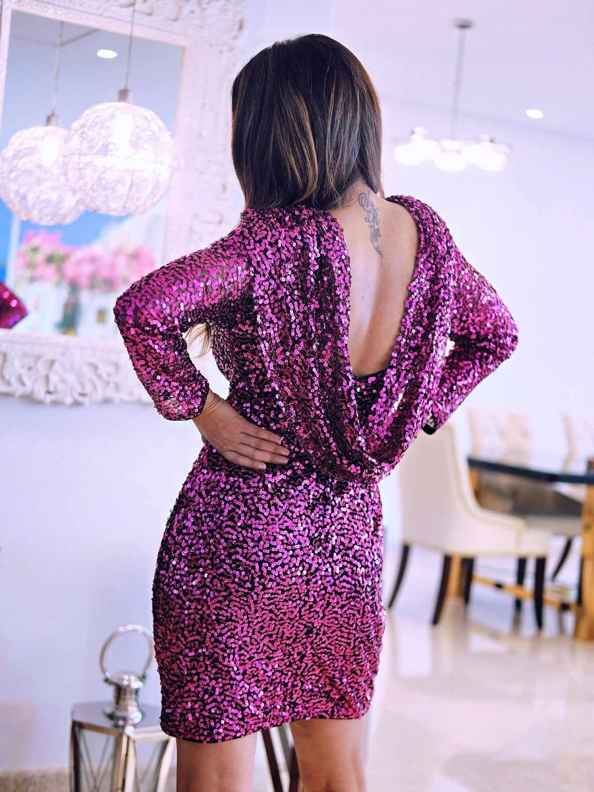 straight fire hot pink dress