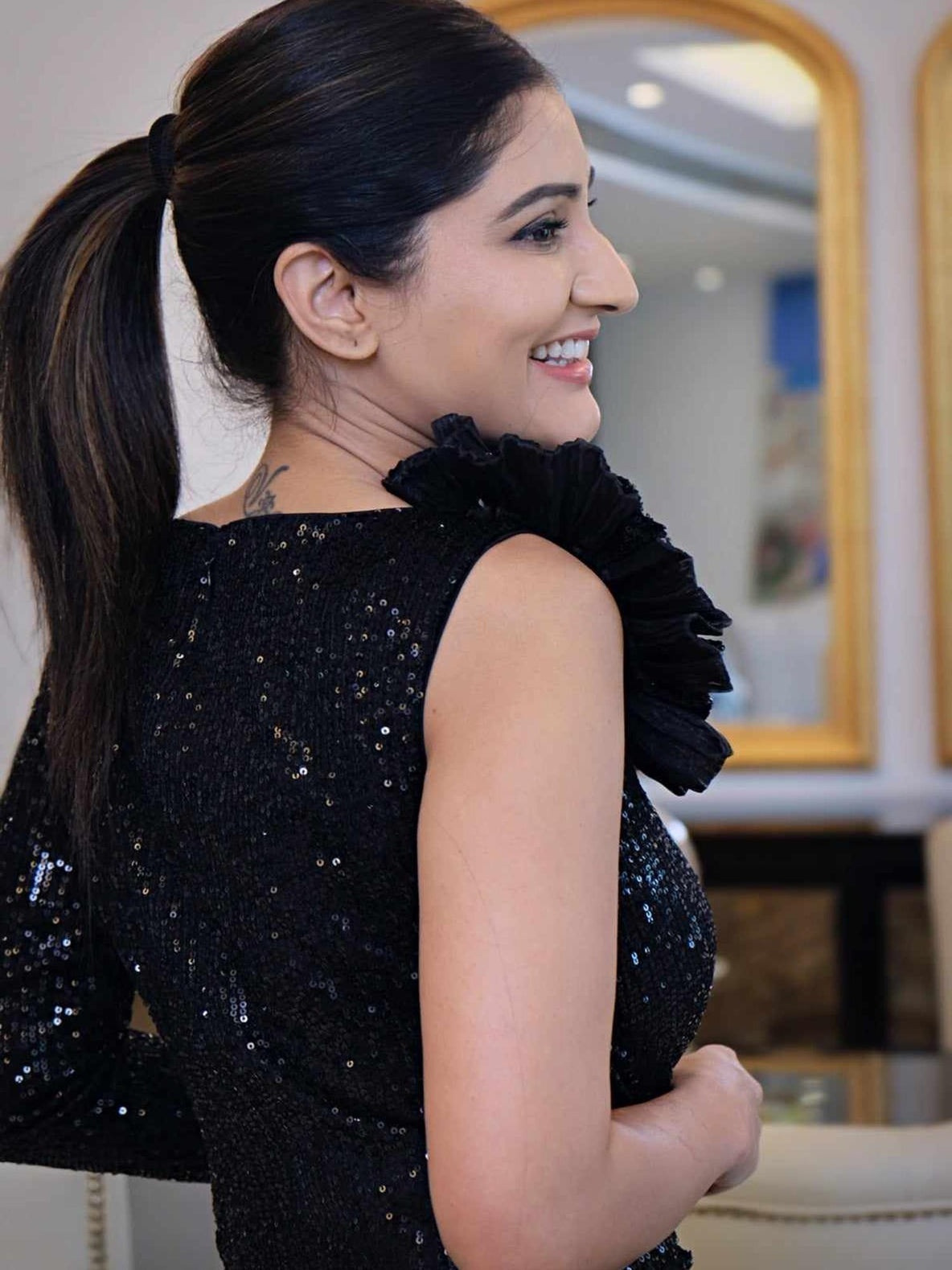 midnight sparkle dress in black