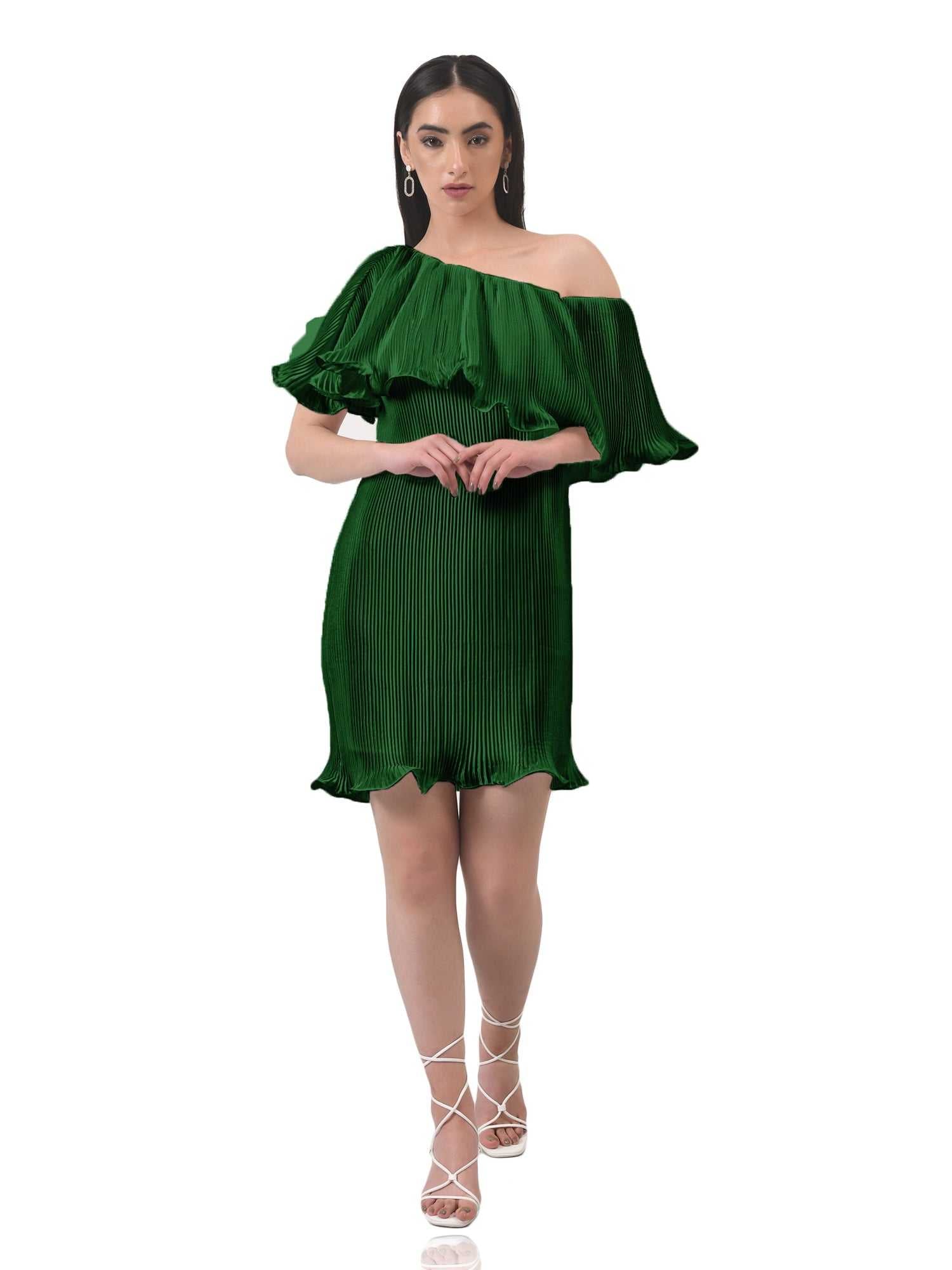 imaginative pleated light green dress  