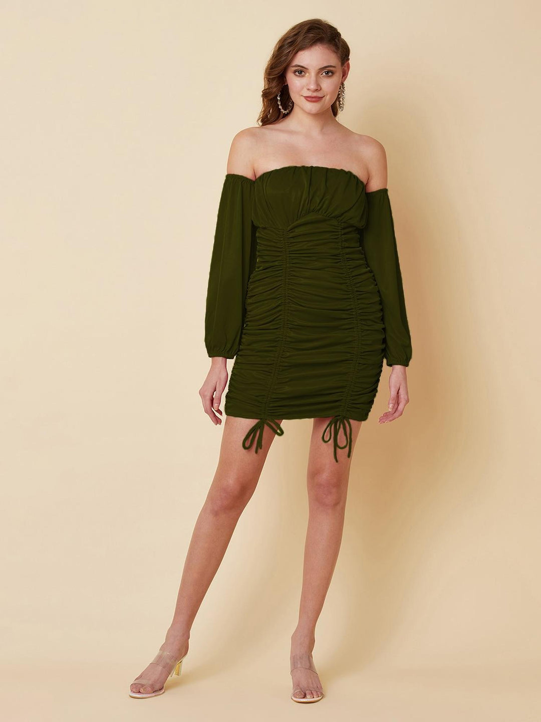 party olive ruche dress