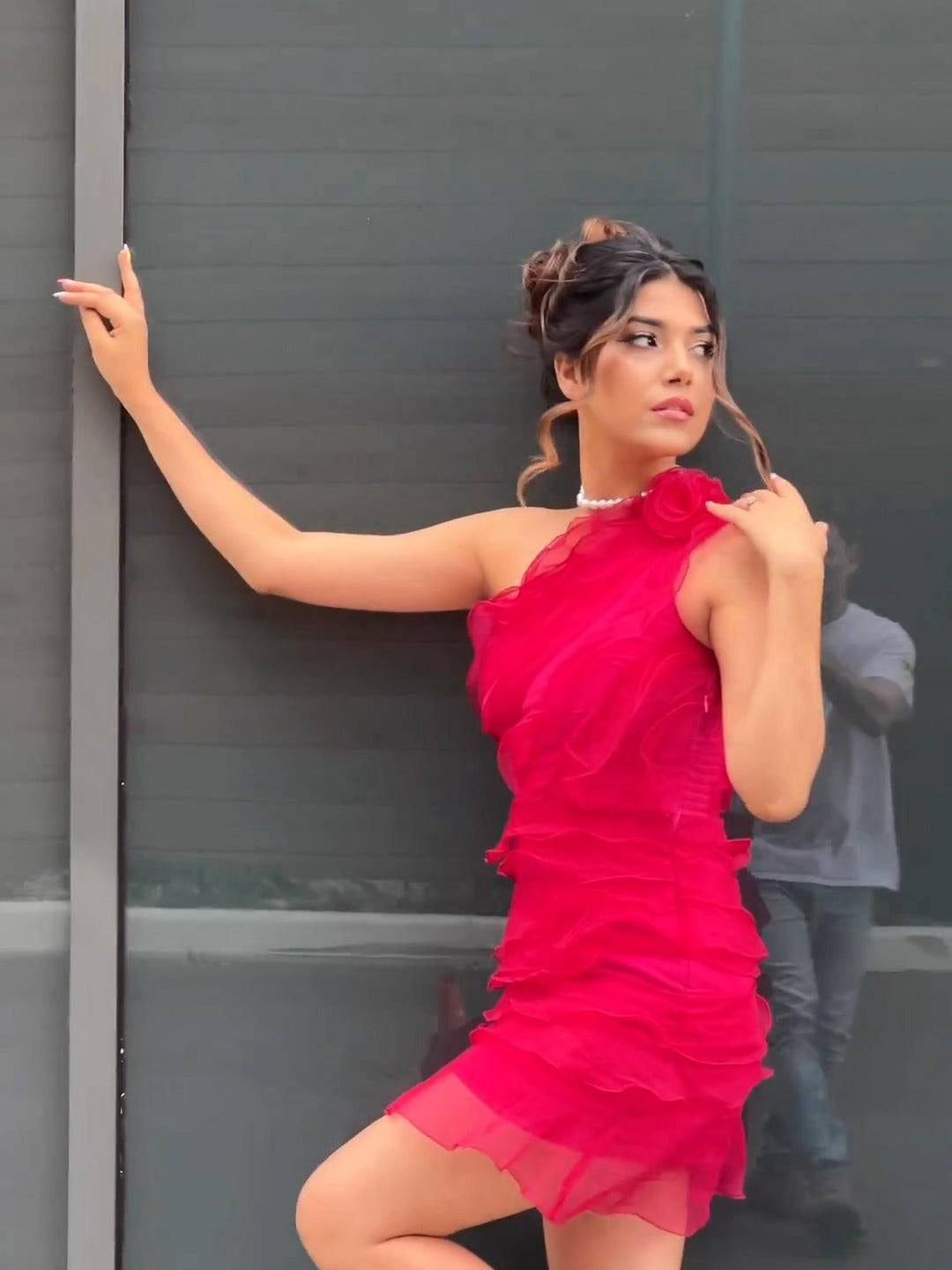 so sexy multi tier ruffled pink dress