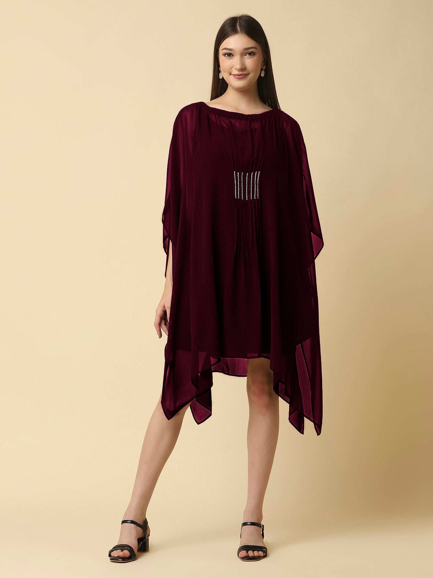 wine kaftan dress