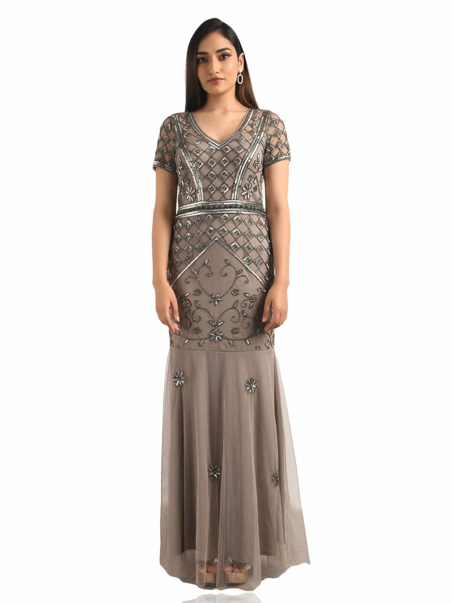 embellished gown with diamond motif