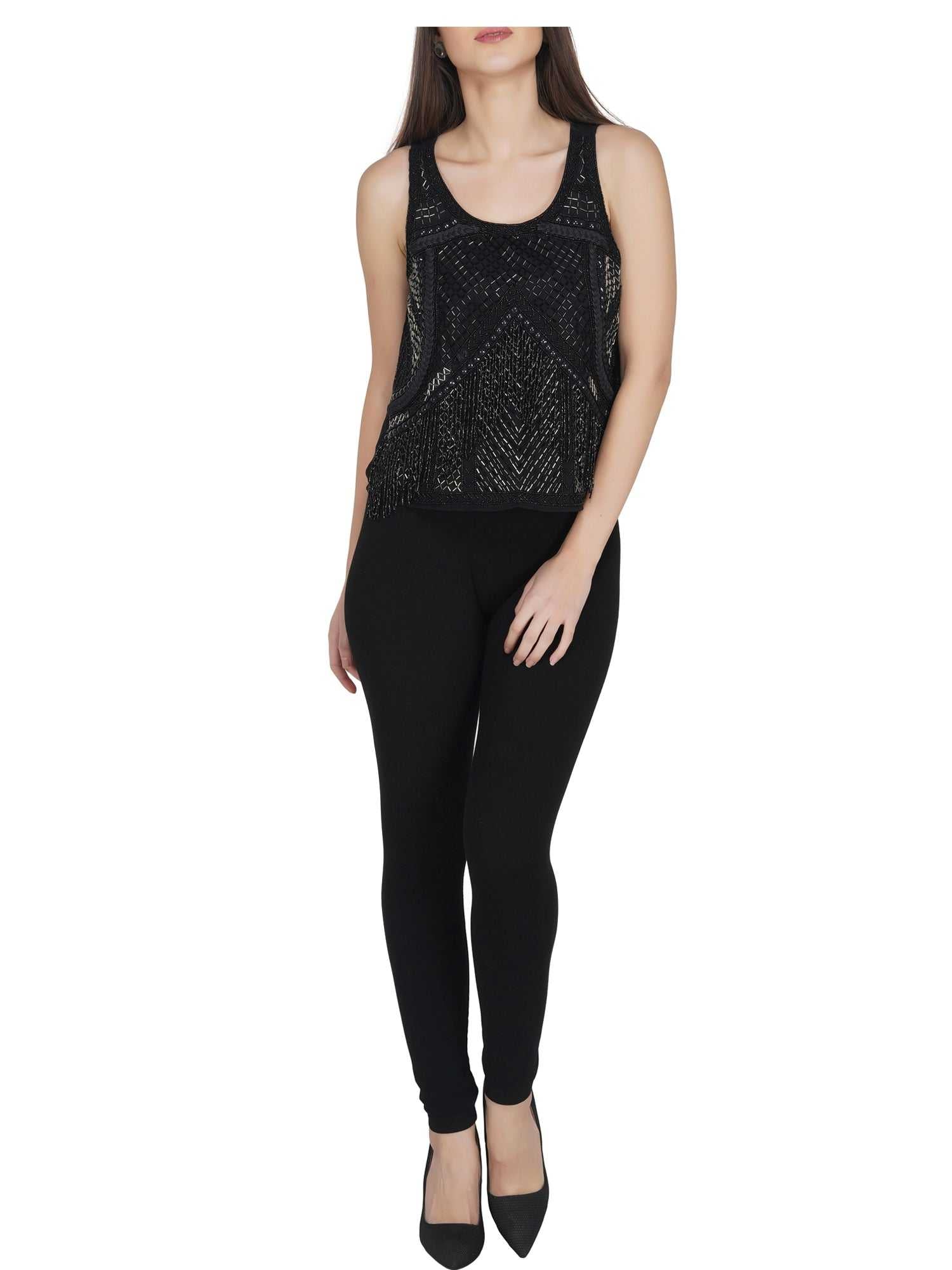 black embellished tank top