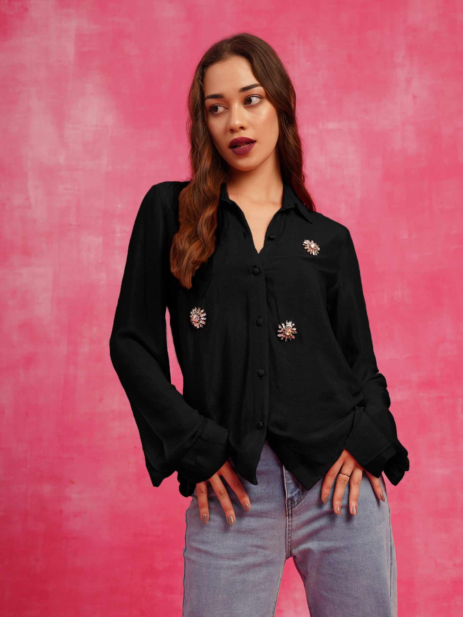 deluxe black embellished shirt