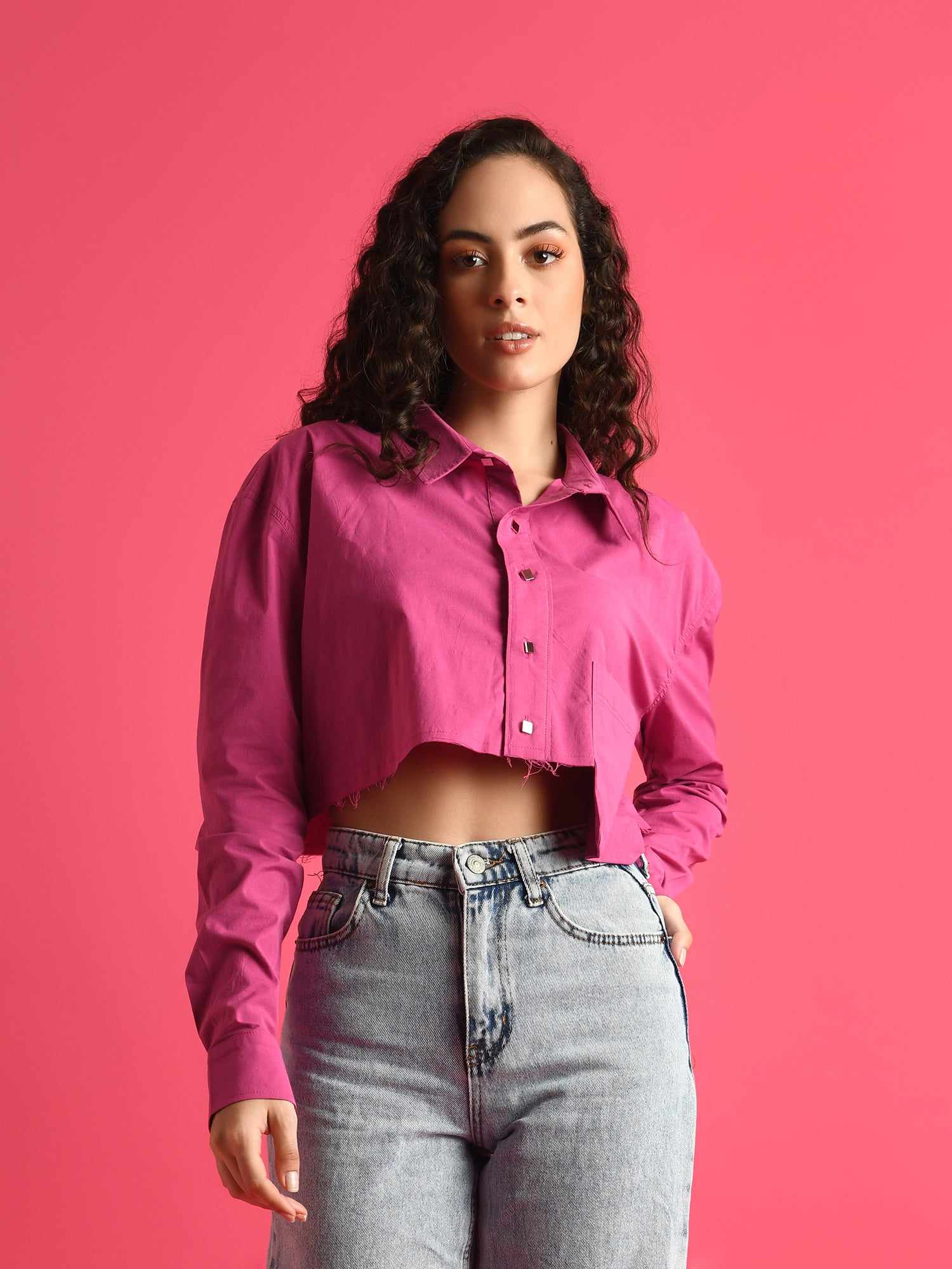 deluxe party on crop pink shirt