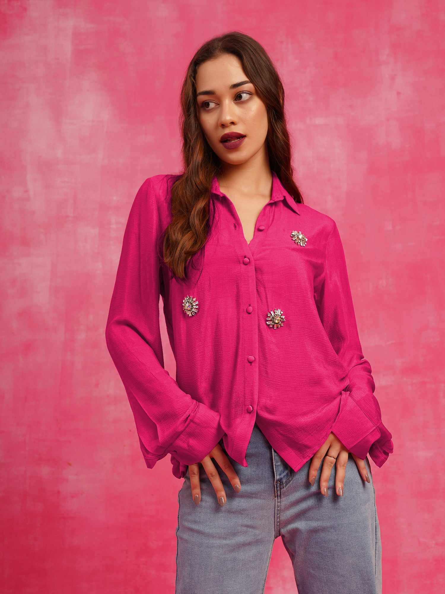 deluxe pink embellished shirt