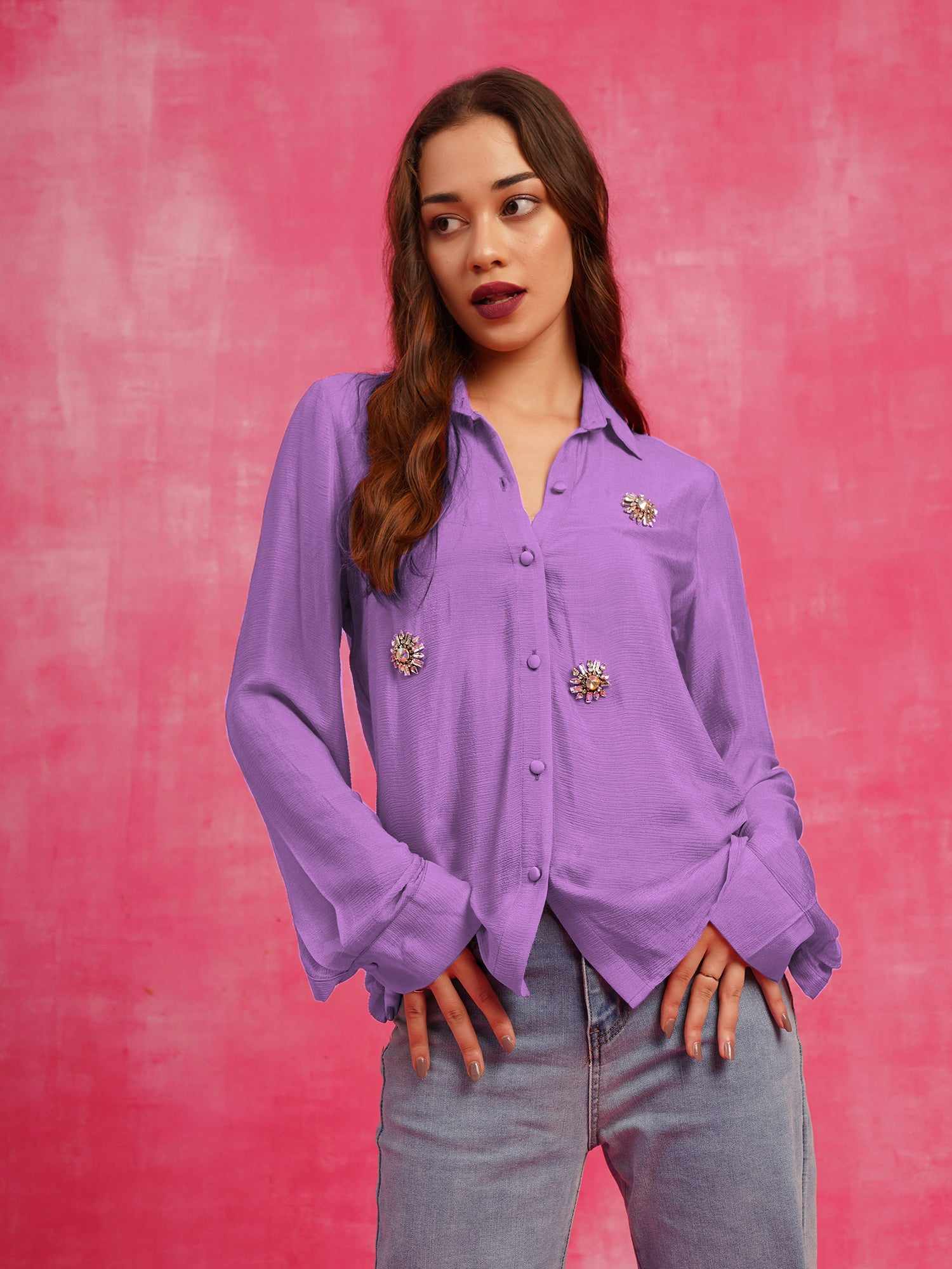 copy of deluxe lavender embellished shirt