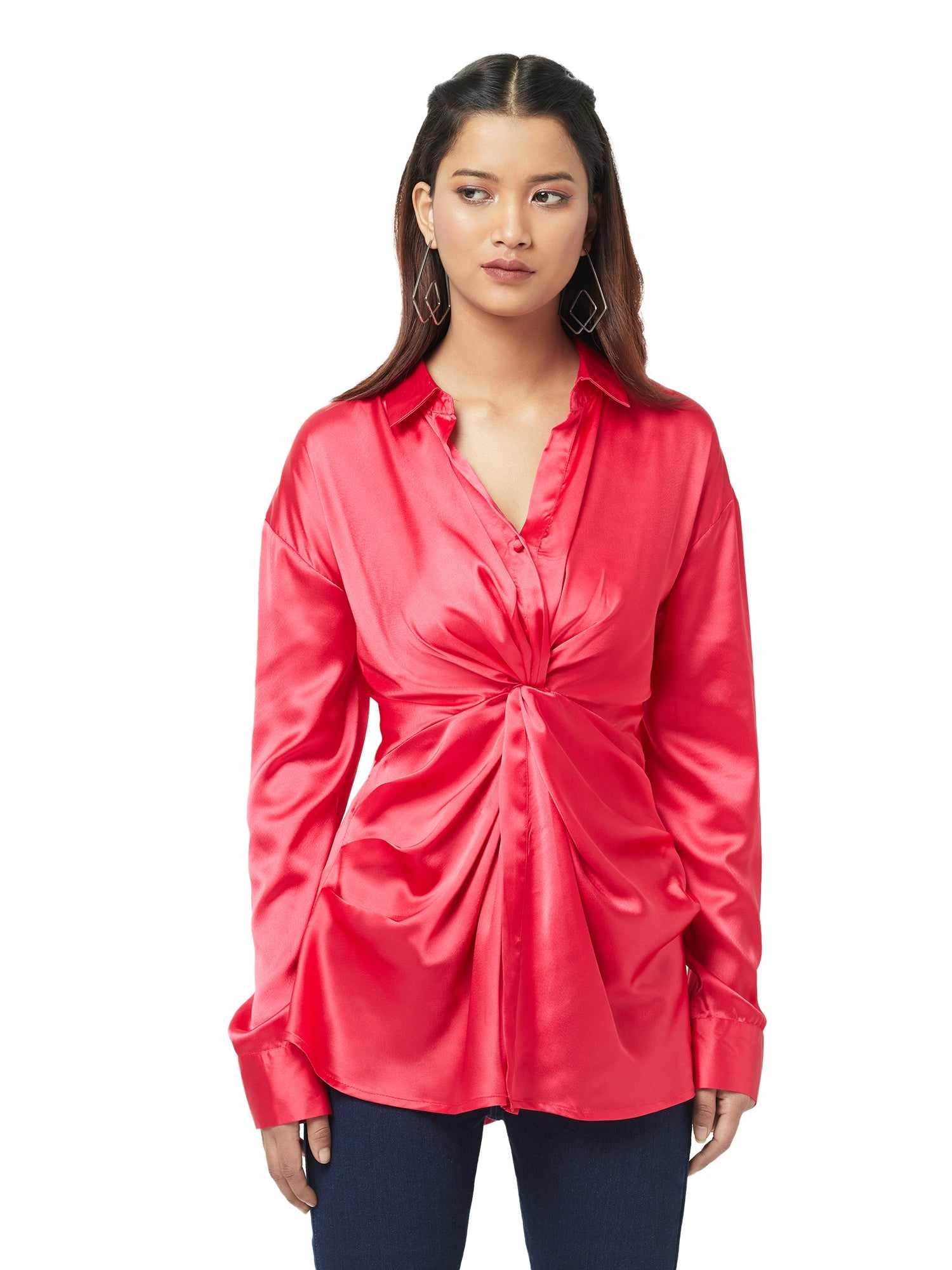 satin soft ruched shirt  