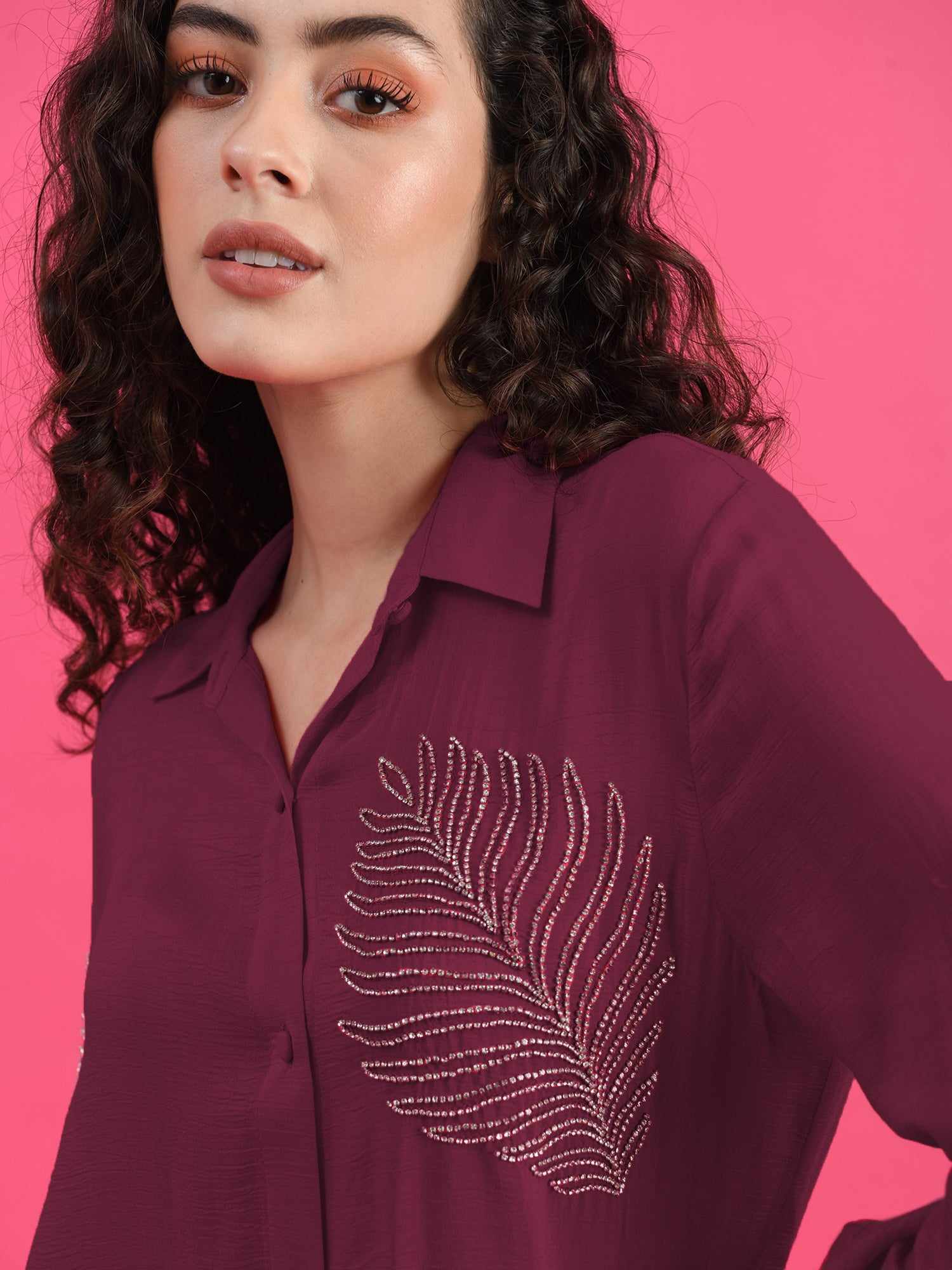 deluxe embellished wine shirt  