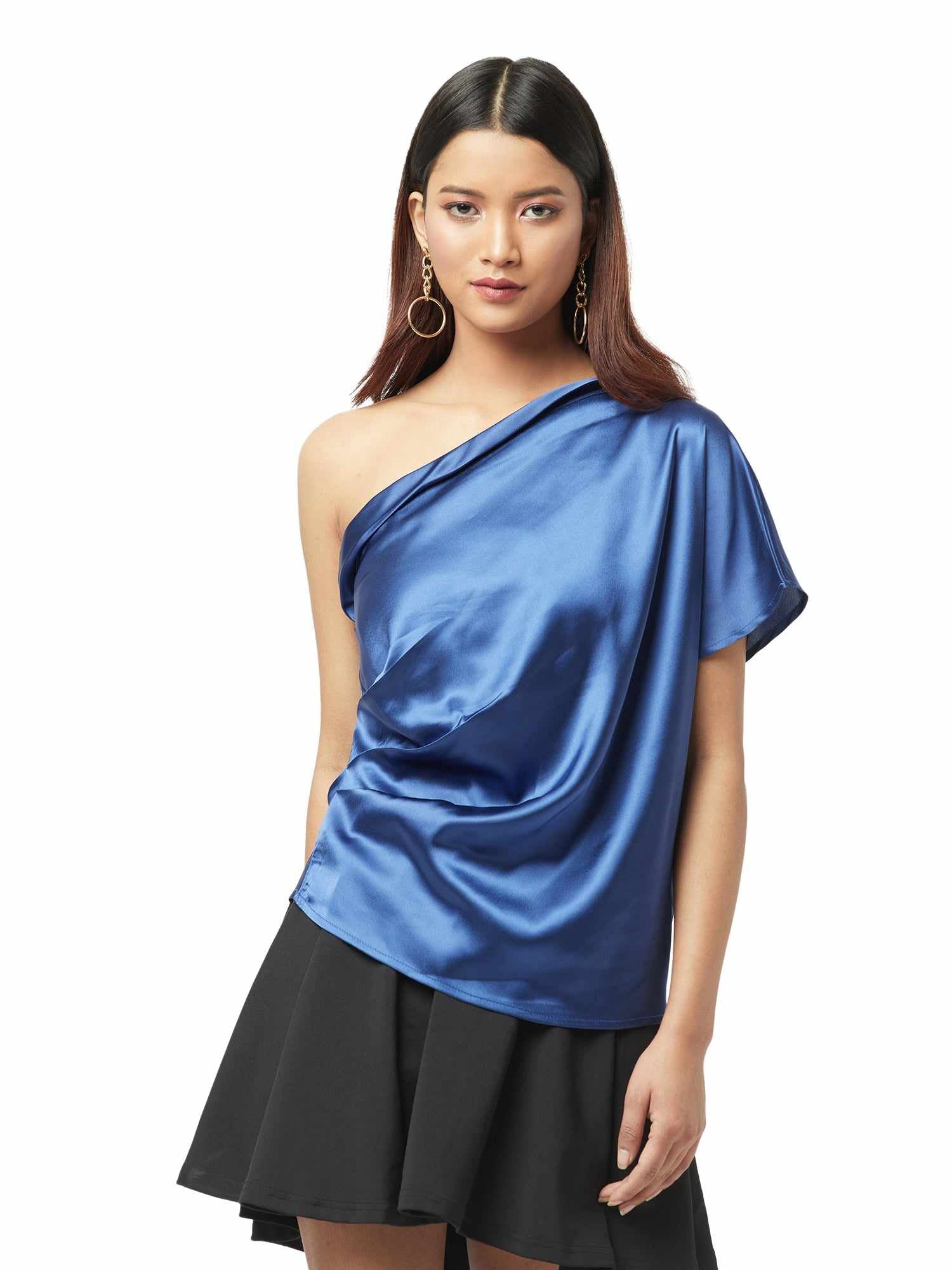 shiny satin ruched top  