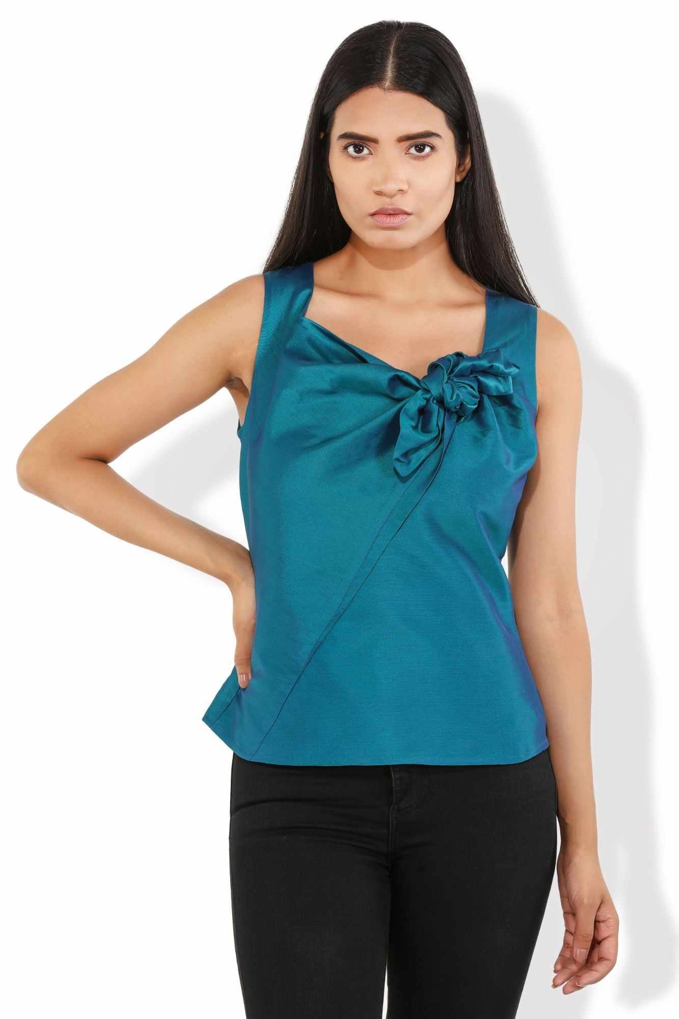 bowie knotted taffeta top