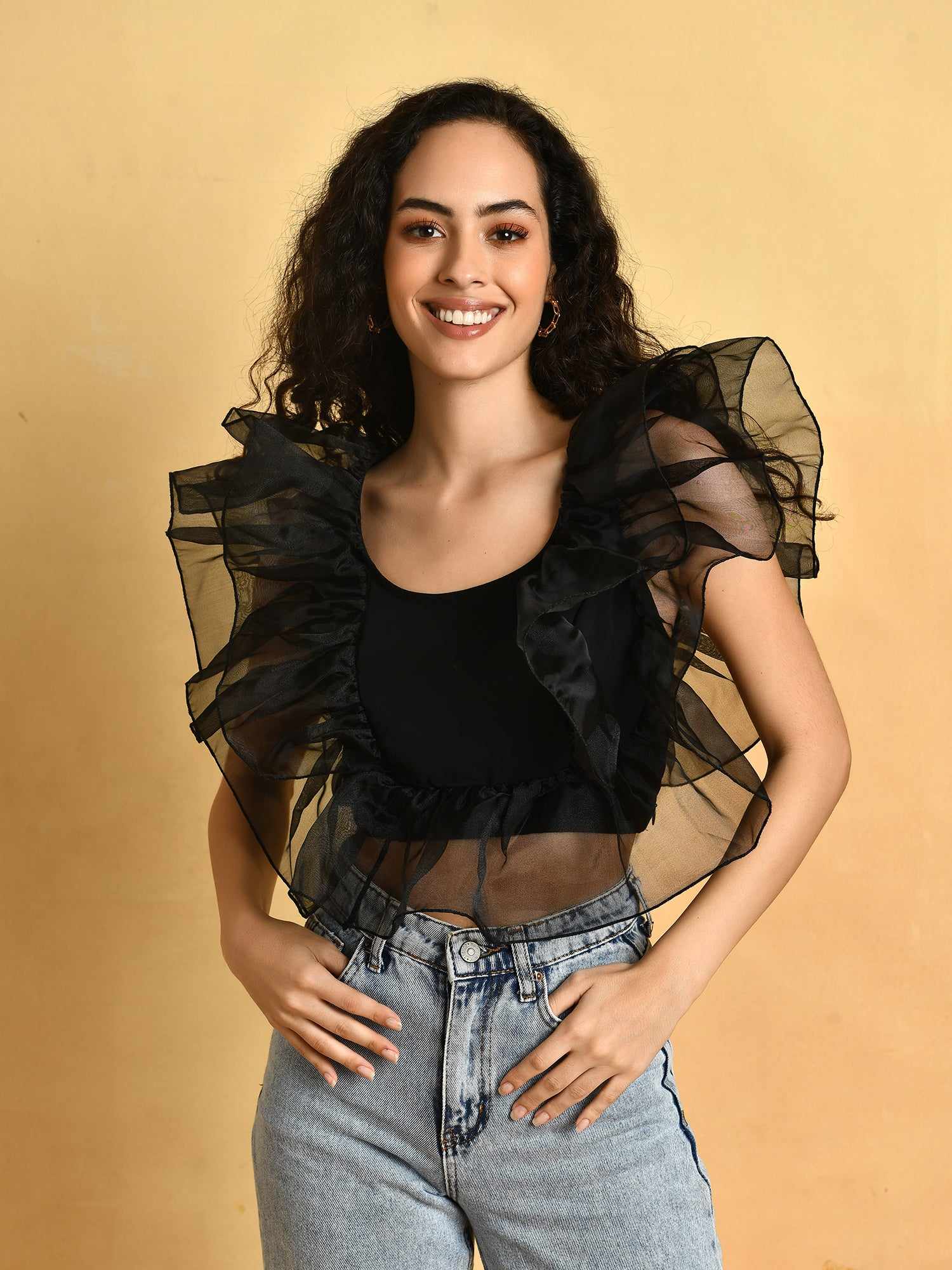 not so basic ruffle crop top  