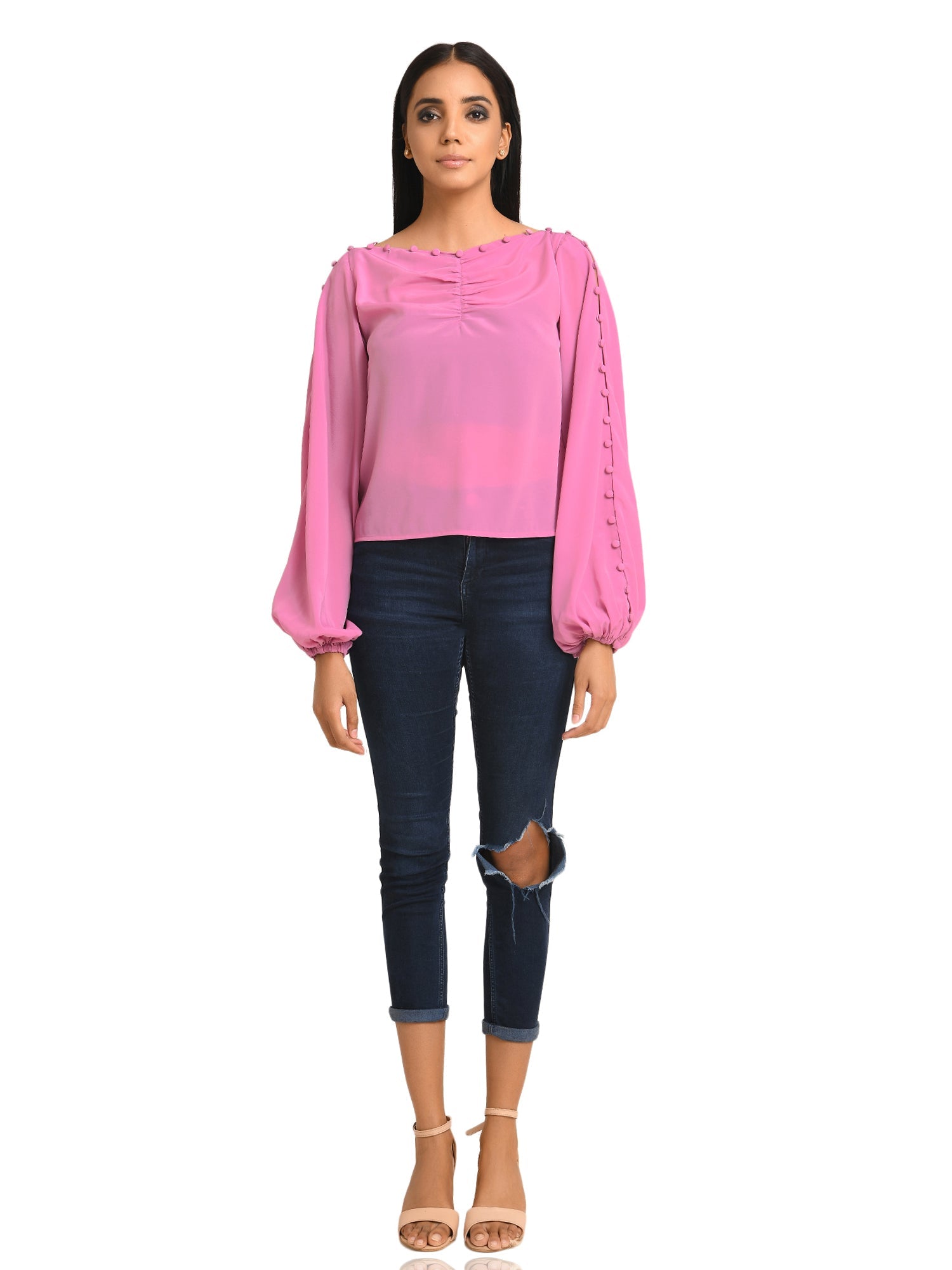button down taffy pink top