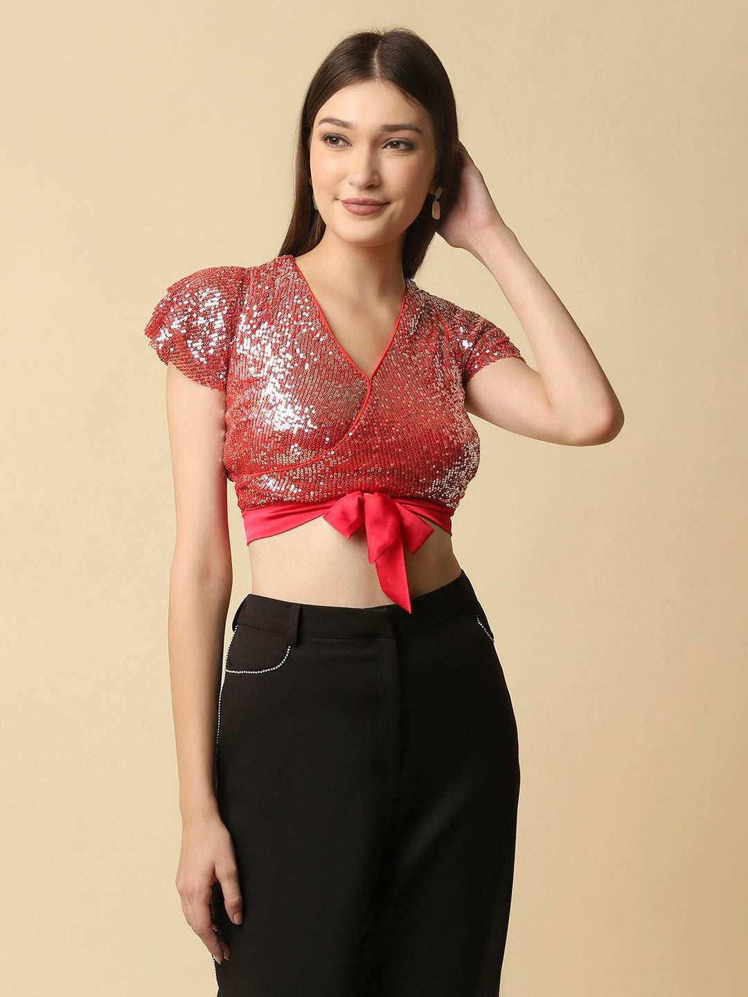 so pretty cut out sequins top  