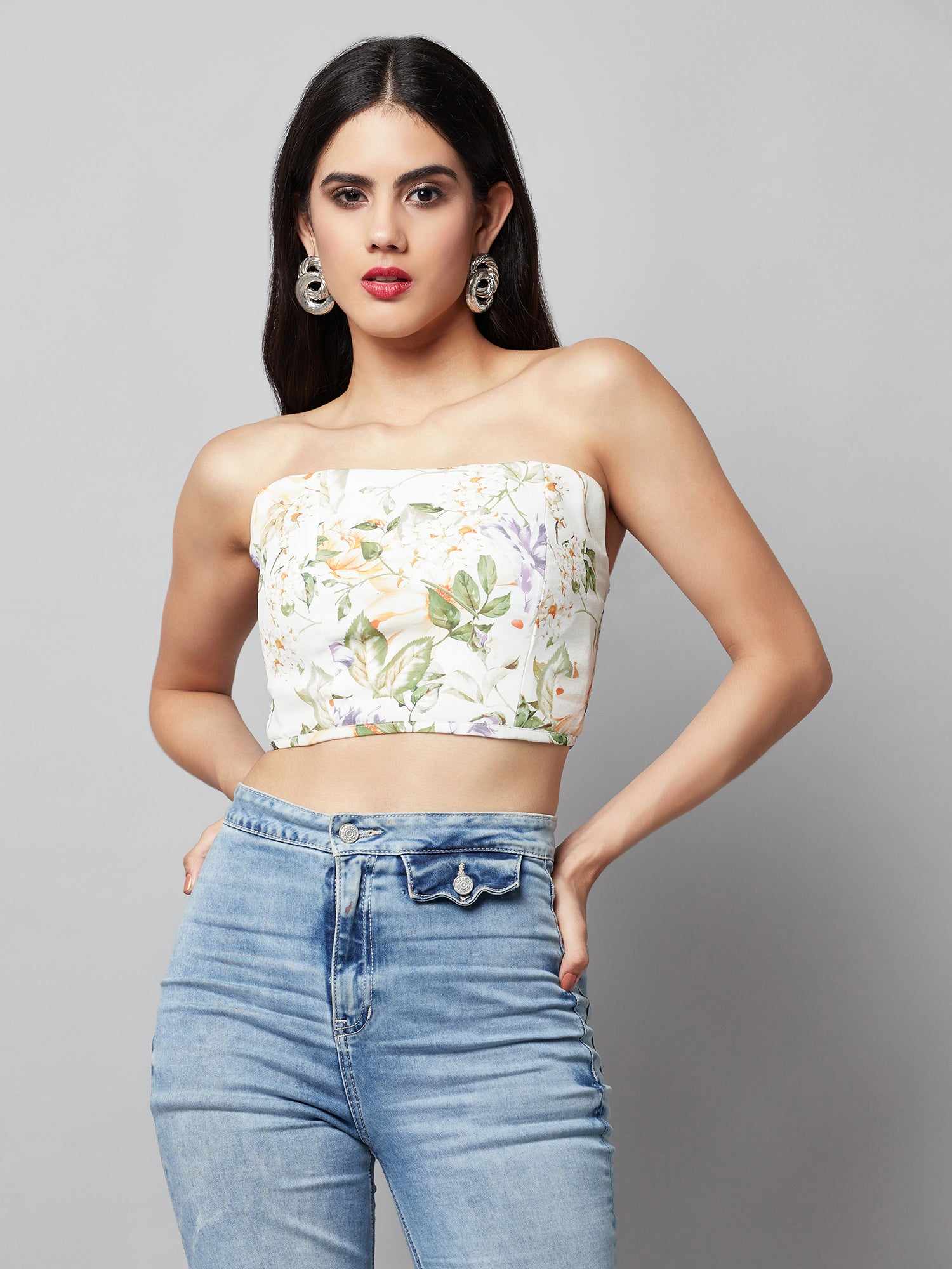 white crop top with elasticated back